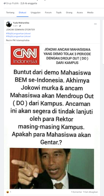 [Cek Fakta] Jokowi Ancam DO Mahasiswa yang Demo Tolak Tiga Periode? Ini Faktanya