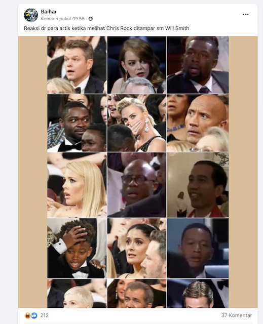 [Cek Fakta] Kolase Foto Reaksi Bintang Hollywood saat Will Smith Tampar Chris Rock? Ini Faktanya