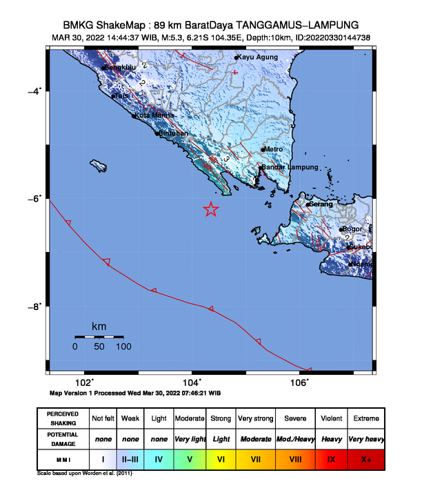 Tanggamus Lampung Diguncang Gempa Magnitudo 5 3