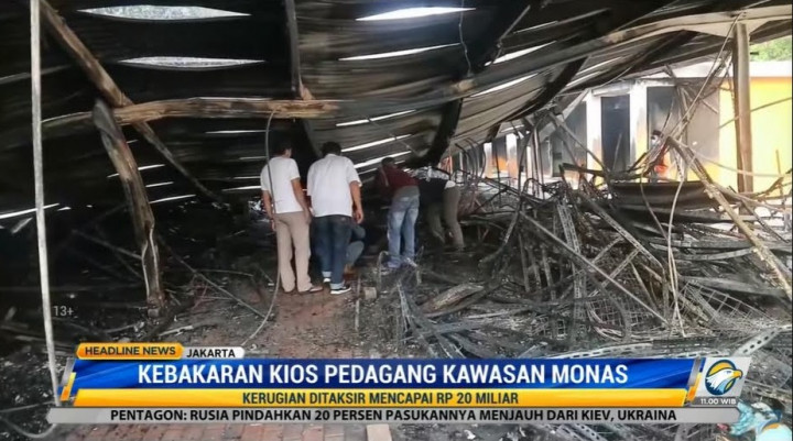 Kerugian Kebakaran Kios Kawasan Monas Capai Rp20 Miliar