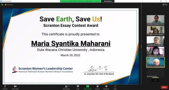 Mahasiswa UKDW Menangkan Scranton Essay Contest Diganjar Beasiswa