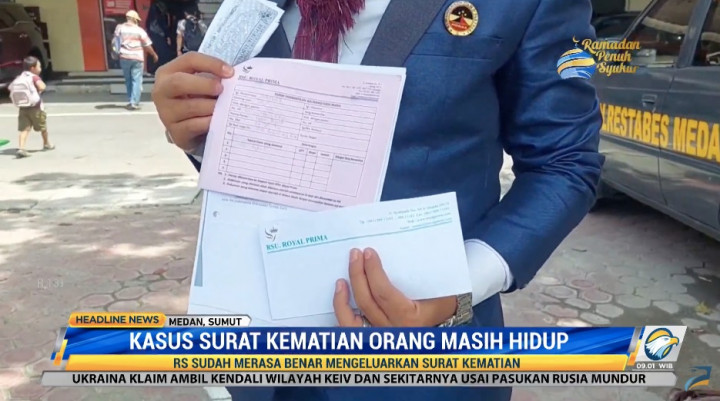 Buat Surat Kematian Orang Masih Hidup, RS di Medan Dilaporkan ke Polisi