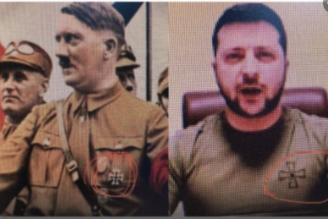 [Cek Fakta] Beredar Foto Presiden Ukraina Zelensky Pakai Kaus Berlogo Nazi? Begini Faktanya