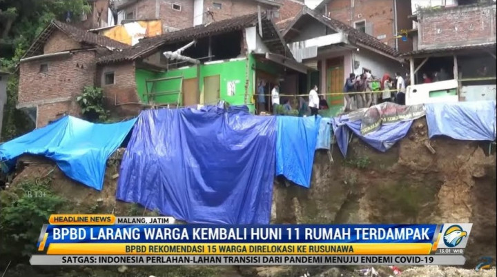 11 Rumah Terdampak Longsor Bantaran Sungai Brantas Kota Malang