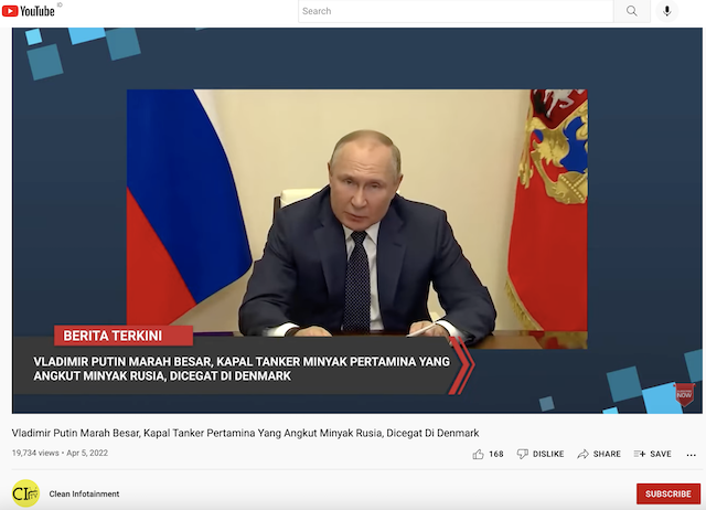 [Cek Fakta] Putin Marah Besar karena Kapal Tenker Pertamina Dicegat Denmark? Begini Faktanya