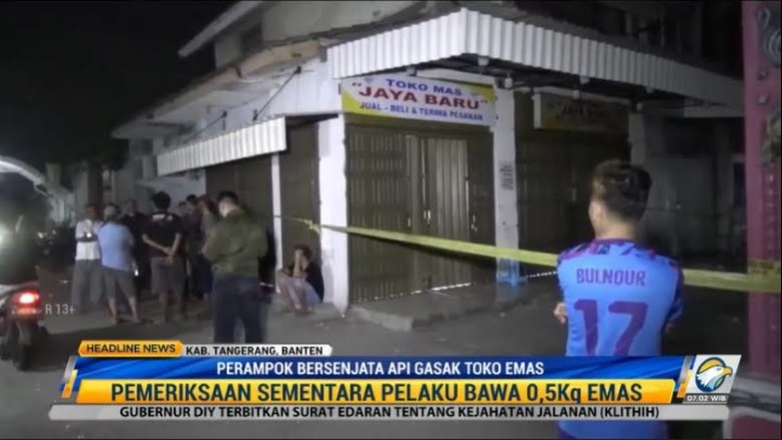 Perampok Bersenjata Api di Tangerang Ambil 0,5 Kg Emas