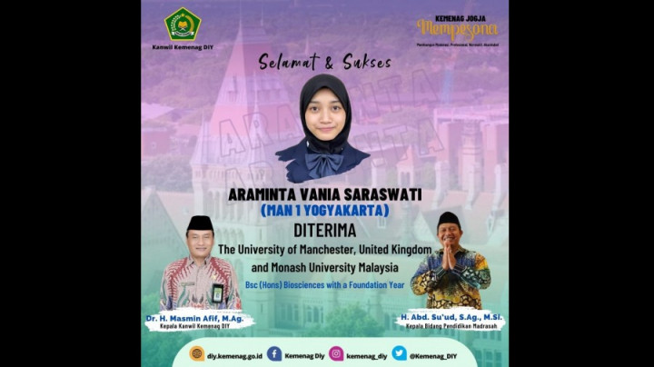 Diterima di 2 Universitas Luar Negeri, Siswa MAN 1 DIY Ini Pilih Riset Kesehatan di Inggris