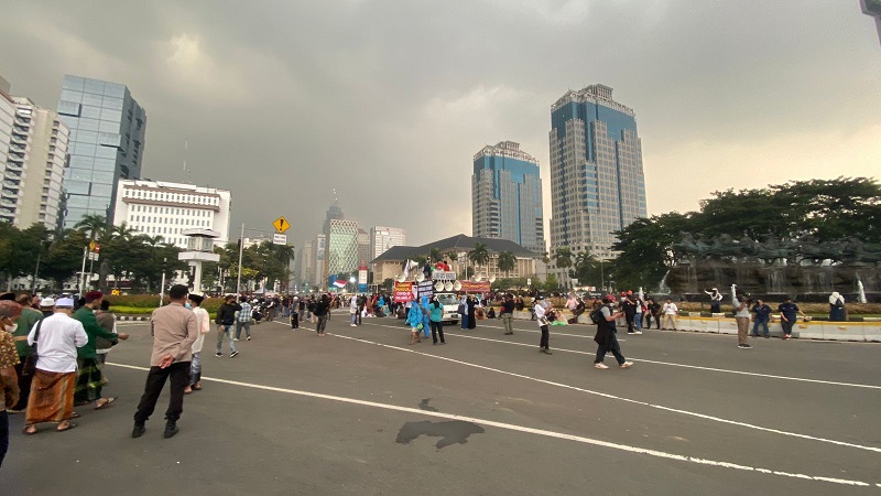 Situasi di kawasan Monas, Jakarta, Senin sore, 11 April 2022. (medcom.id/Theo)