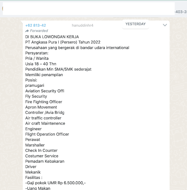 [Cek Fakta] Lowongan Kerja PT Angkasa Pura I dengan Batas Lamaran 25 April 2022? Ini Faktanya