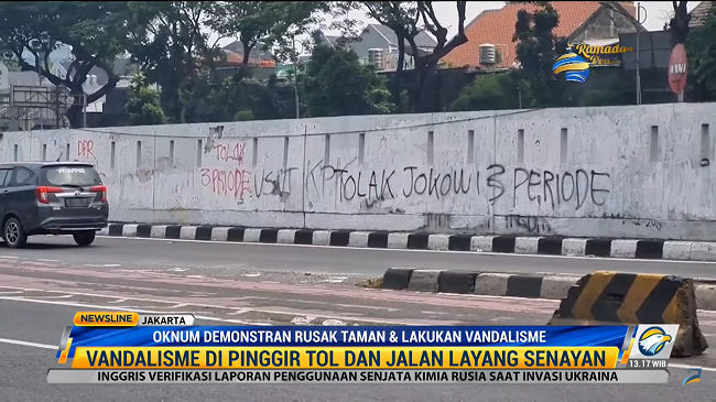 Oknum Demonstran Rusak Taman Dan Lakukan Vandalisme