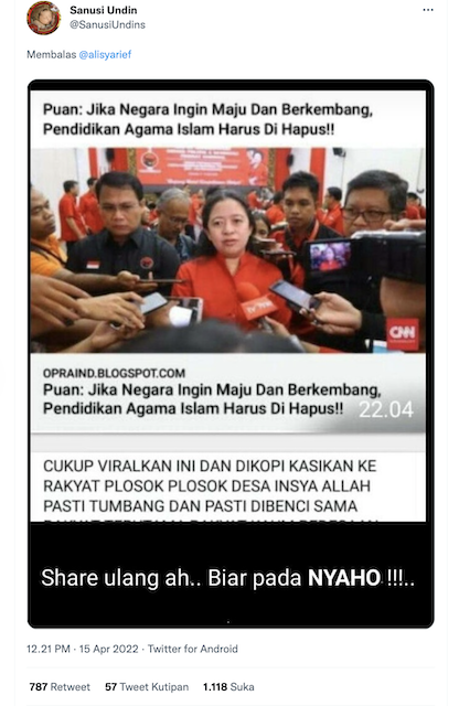 [Cek Fakta] Puan Maharani Sebut Pendidikan Agama Islam harus Dihapus jika Ingin Negara Maju dan Berkembang? Ini Faktanya