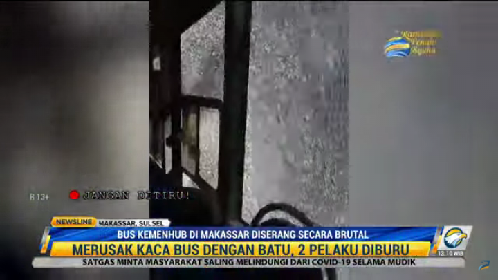 Bus Kemenhub di Makassar Diserang OTK