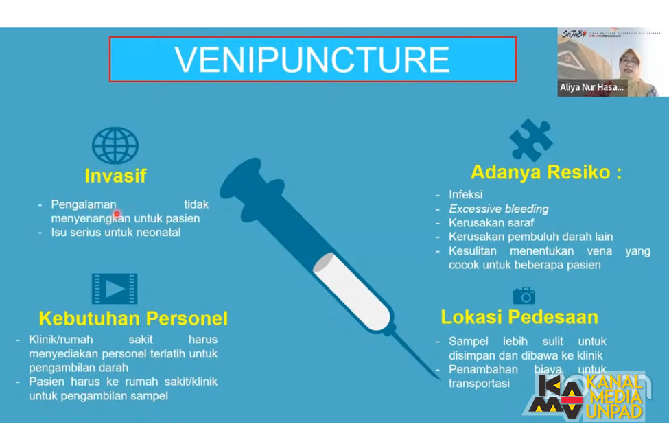 Paparan Guru Besar Fakultas Farmasi Universitas Padjadjaran, Aliya Nur Hasanah tentang venipuncture.Foto: Dok Unpad