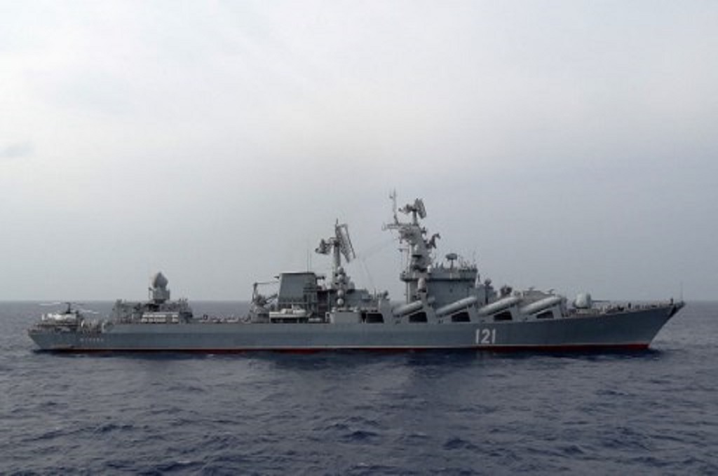 Kapal Moskva milik Rusia berlayar di Laut Mediterania pada 17 Desember 2015. (Max DELANY / AFP)