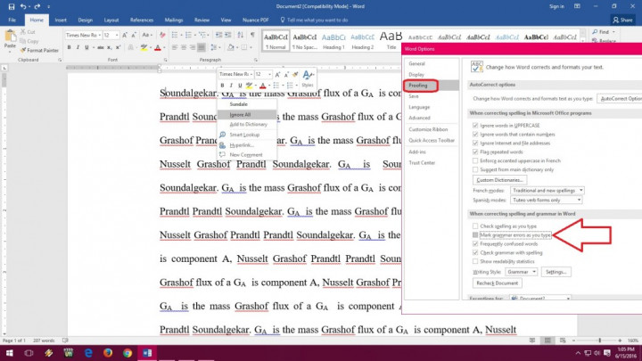Cara Menghilangkan Garis Merah dan Hijau di Microsoft Word