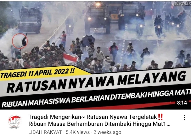 [Cek Fakta] Video Aparat Tembak Mati Mahasiswa pada Demo 11 April 2022? Cek Faktanya