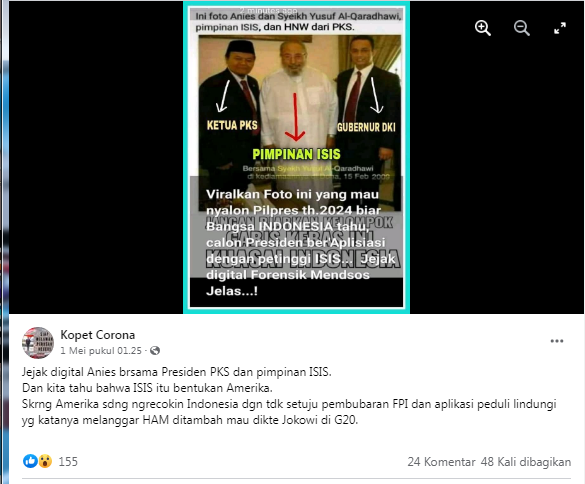 [Cek Fakta] Jejak Digital Anies Baswedan Berfoto dengan Pimpinan ISIS? Ini Faktanya