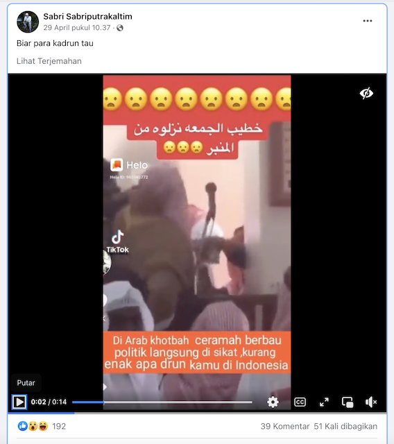 [Cek Fakta] Di Arab Saudi Khotbah Berbau Politik Langsung Disikat? Cek Faktanya