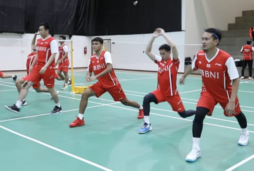 Tim Piala Thomas Indonesia menjalani latihan (dok. PBSI)