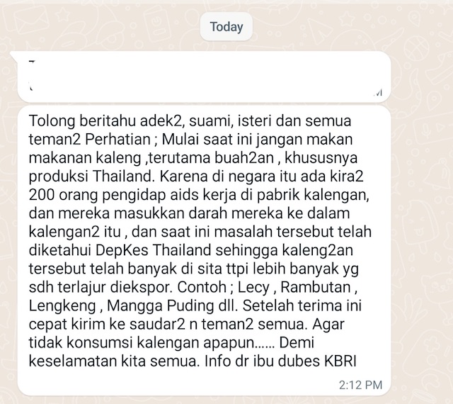 [Cek Fakta] Makanan Kaleng Produksi Negara Ini Mengandung HIV AIDS? Cek Faktanya