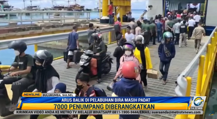 Arus Balik Lebaran 2022 di Pelabuhan Bira Bulukamba Masih Padat