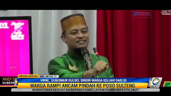 Viral, Gubernur Sulsel Sindir Warga Keluar dari NKRI