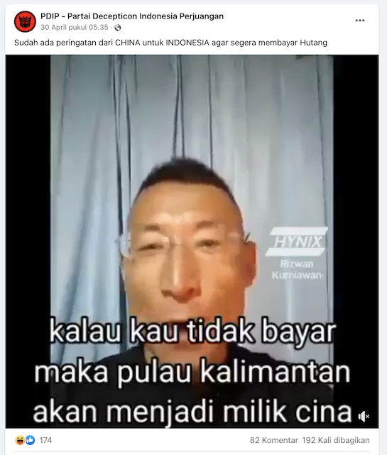 [Cek Fakta] Tiongkok Ancam Ambil Alih Pulau Kalimantan Jika Indonesia Tidak Segera Membayar Utang? Cek Faktanya