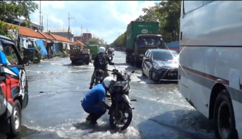 Banjir Rob Terjang Kawasan Pelabuhan Tanjung Perak Surabaya