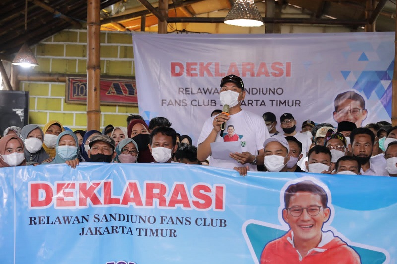 Sandi Uni Fans Club Jakarta Timur mendeklarasikan Sandiaga Uno maju Pilpres 2024. (Istimewa)