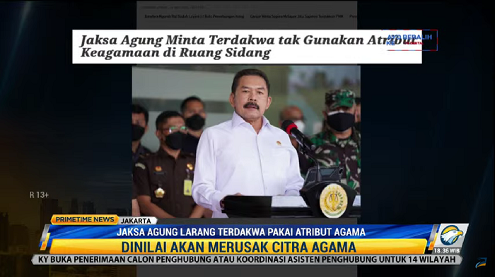 Jaksa Agung Larang Terdakwa Gunakan Atribut Keagamaan