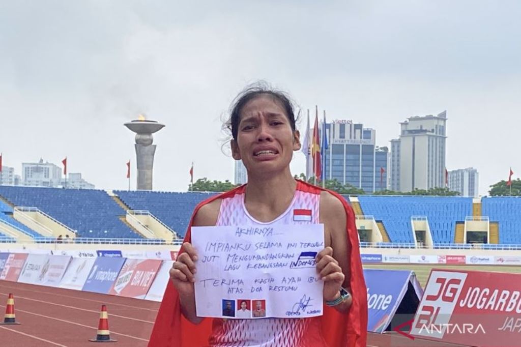 Pelari Indonesia Odekta Elvina Naibaho. (Foto: Antara/Arindra Meodia)