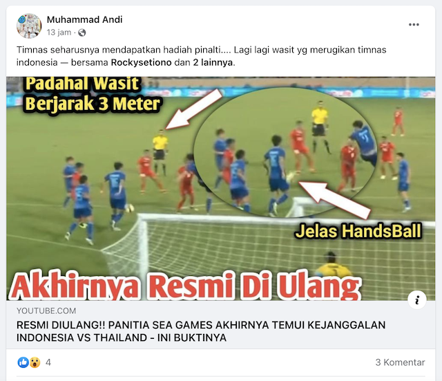 [Cek Fakta] Laga Semifinal SEA Games 2021 Indonesia vs Thailand Resmi Diulang Karena Ada Kejanggalan? Cek Faktanya