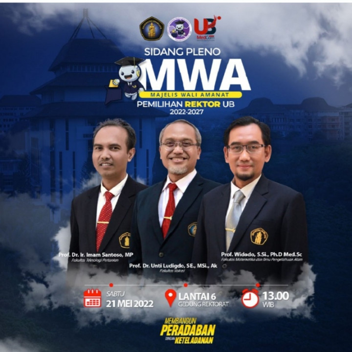 Hari ini, Universitas Brawijaya Gelar Pemilihan Rektor 2022-2027