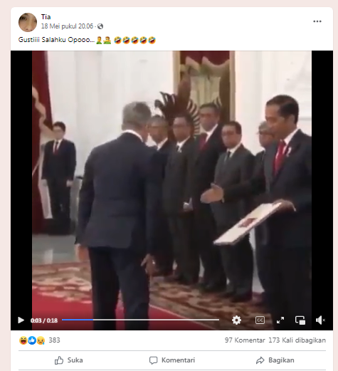 [Cek Fakta] Video Jokowi Diabaikan Pejabat Ini saat Ingin Bersalaman? Simak Faktanya