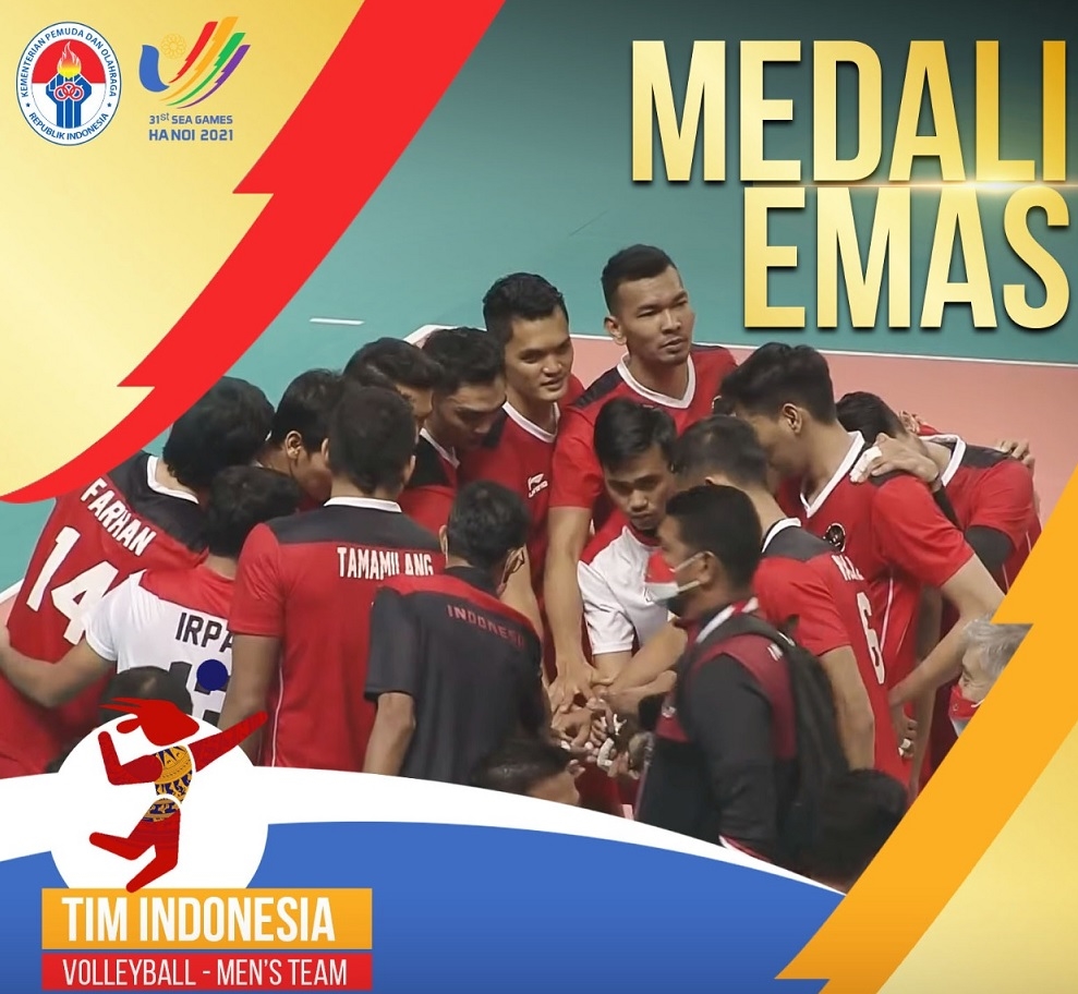 Tim voli putra Indonesia raih emas SEA Games 2021 (twitter: KEMENPORA_RI)