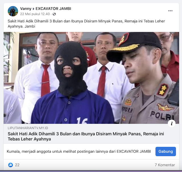 [Cek Fakta] Remaja Ini Tebas Leher Ayahnya karena Sakit Hati? Cek Faktanya