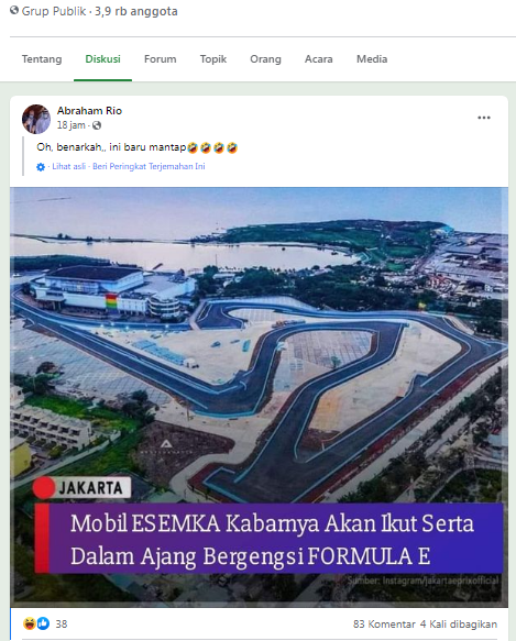 [Cek Fakta] Mobil Esemka Dikabarkan Ikut Serta Ajang Balap Formula E? Ini Faktanya