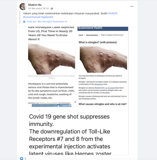 [Cek Fakta] Benarkah Penyakit Cacar Monyet Efek Samping Vaksin Covid-19 atau VAIDS? Cek Dulu Faktanya