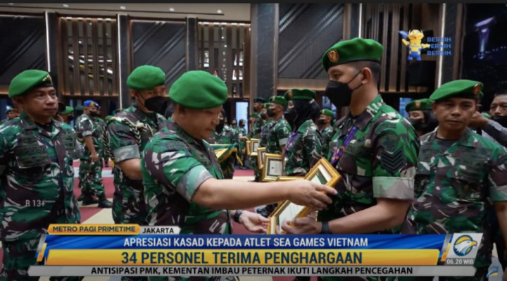 34 Personel TNI AD Atlet SEA Games Vietnam Dapat Penghargaan
