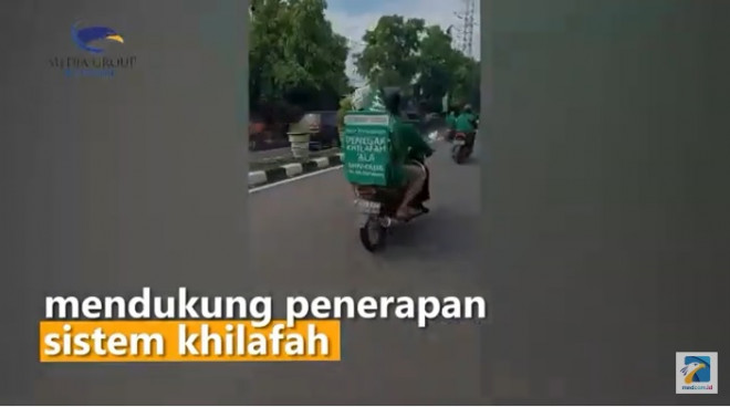 Konvoi dukungan terhadap kebangkitan khilafah beredar di media sosial. Foto: Istimewa.