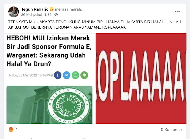 [Cek Fakta] MUI Izinkan Merek Bir Jadi Sponsor Formula E? Cek Dulu Faktanya
