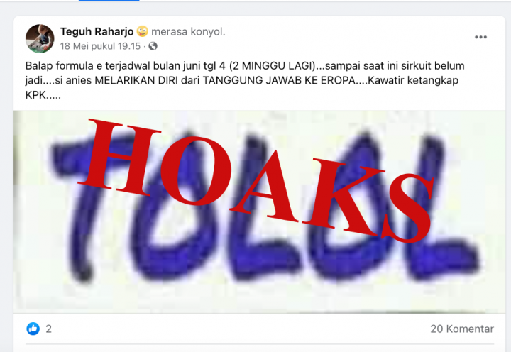 [Cek Fakta] Anies Dikabarkan Melarikan Diri ke Eropa karena Sirkuit Formula E Belum Rampung? Cek Faktanya