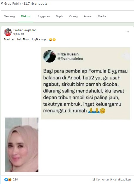 [Cek Fakta] Khawatir Tribun Ambruk, Firza Husein Minta Pembalap Formula E Hati-Hati? Ini Faktanya