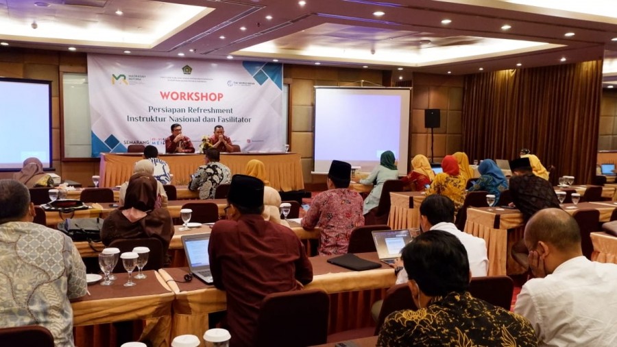 Workshop Pelaksanaan Refreshment Instruktur Nasional Pendidikan Keprofesian Berkelanjutan (PKB) Guru Madrasah. DOK Kemenag