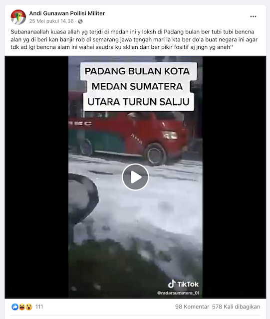 [Cek Fakta] Beredar Video Kota Medan Turun Salju? Begini Faktanya