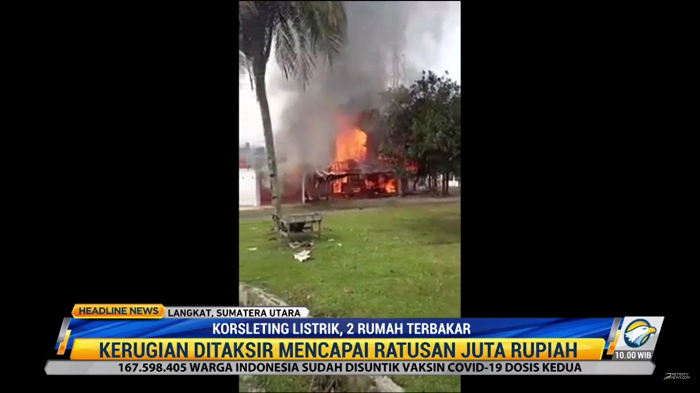 Korsleting Listrik, 2 Rumah di Langkat Terbakar