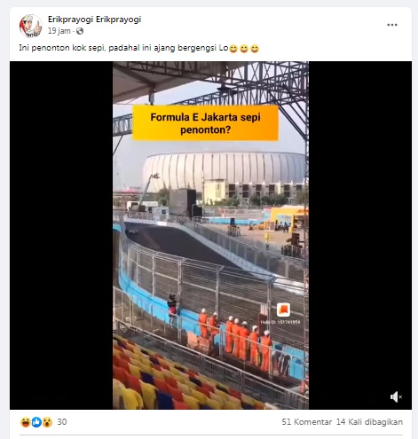 [Cek Fakta] Benarkah Tribun Formula E Sepi Penonton? Ini Faktanya