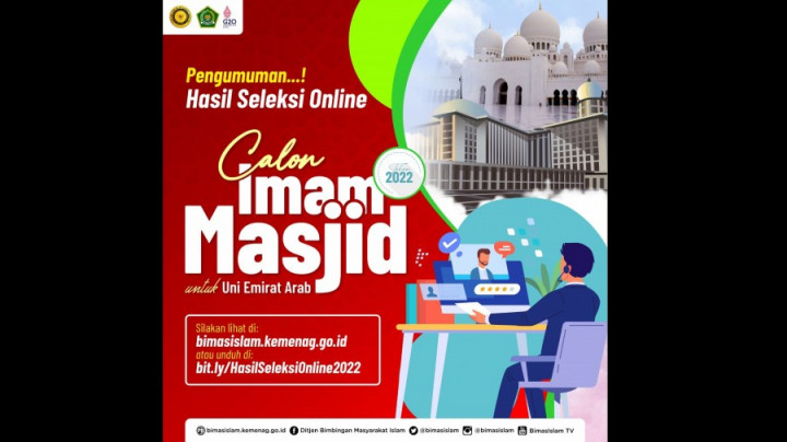 104 Peserta Lulus Seleksi Online Calon Imam Masjid UEA, Lanjut Tahap Wawancara Hari ini