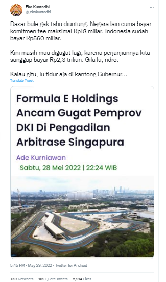 [Cek Fakta] Benarkah Formula E Holdings Ancam Gugat Pemprov DKI Jakarta di Pengadilan Arbitrase Singapura? Ini Faktanya