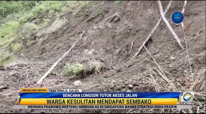 Bencana Longsor Tutup Akses Jalan, Warga Tana Toraja Kesulitan Dapat Sembako